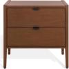 SAFAVIEH Couture Collection – Mayalyn Walnut & Black Wood 2 Drawer Nightstand, Modern Bedside Table with Storage, Fully Assembled Bedroom Furniture (SFV7722A)(Walnut/Black)