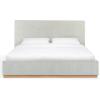 SAFAVIEH Couture Collection – Pippin Light Brown Velvet Upholstered Queen Bed with Headboard, No Box Spring Required (SFV5063B-Q)(Grey/Natural)