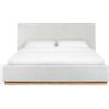 SAFAVIEH Couture Collection – Pippin Light Brown Velvet Upholstered Queen Bed with Headboard, No Box Spring Required (SFV5063B-Q)(Ivory/Natural)