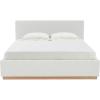SAFAVIEH Couture Collection – Pippin Light Brown Velvet Upholstered Queen Bed with Headboard, No Box Spring Required (SFV5063B-Q)(White/Natural)