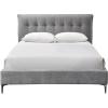 SAFAVIEH Couture Collection – Rexsie Dark Grey Upholstered Queen Bed, Tufted Headboard, Modern Design, No Box Spring Needed (SFV1802B-Q)(Dark Grey/Black)