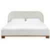 SAFAVIEH Couture Collection – Roberto Beige Chenille Queen Bed, Upholstered with Curved Headboard, No Box Spring Needed (SFV6116A-Q)(Grey/Walnut)