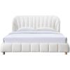 SAFAVIEH Couture Collection – Tillie Dark Grey Channel Tufted Queen Bed, Curved Headboard, No Box Spring Needed (SFV1800B-Q)(Ivory/Natural)
