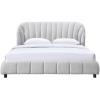 SAFAVIEH Couture Collection – Tillie Dark Grey Channel Tufted Queen Bed, Curved Headboard, No Box Spring Needed (SFV1800B-Q)(Walnut/Light Grey)