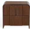 SAFAVIEH Couture Collection – Vitale Walnut Brown Reeded Wood Nightstand, 2 Drawers, Modern Accent Bedroom Side Table, Fully Assembled (SFV4259B)(Walnut)