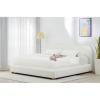 SAFAVIEH Couture Collection Beccarose Light Brown/Walnut Velvet Queen Size Bed(Ivory)