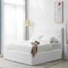 SAFAVIEH Couture Collection Rosita Low-Profile Ivory Tufted Upholstered Queen Bed, Ideal for Bedroom, Guest Room(Ivory – Q)