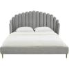 SAFAVIEH Couture Home Collection Rosabella Light Grey Velvet and Gold Channel Tufted Queen Bed(Light Grey/Gold)