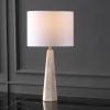 SAFAVIEH Couture Lighting Collection Gabryanna Travertine/White 26-inch Dimmable Table Lamp for Bedroom Living Room Home Office Desk Nightstand (LED Bulb Included)
