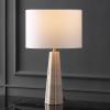 SAFAVIEH Couture Lighting Collection Naveen Travertine/White 25-inch Table Lamp for Bedroom Living Room Home Office Desk Nightstand (LED Bulb Included)