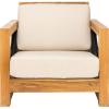 SAFAVIEH Couture Outdoor Collection Andros Natural/Beige Teak Solid Wood Patio Chair