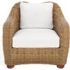 SAFAVIEH Couture Outdoor Collection Melbourne Natural/White Cushion Wicker Patio Accent Chair