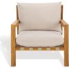 SAFAVIEH Couture Outdoor Collection Trinidad Natural/White Cushion Solid Teak Wood Patio Accent Chair