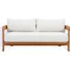 SAFAVIEH Couture Outdoor Patio Furniture Collection – Achilles Natural Teak & White Patio Sofa, Modern Outdoor Seating (CPT1069A)(White/Natural Teak)