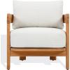 SAFAVIEH Couture Outdoor Patio Furniture Collection – Achilles Teak & Chair, Modern Outdoor Accent Lounge (CPT1068)(White/Natural Teak)