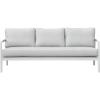 SAFAVIEH Couture Outdoor Patio Furniture Collection – Chryssa 3-Seater Sofa, White Aluminum Frame with Natural Teak Wood Armrests & Beige Cushions (CPT4008A)(White/Beige)
