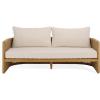 SAFAVIEH Couture Outdoor Patio Furniture Collection – Gale Natural & Beige Teak & Hyacinth Sofa, Curved Rope-Wrapped Frame with Plush All-Weather Cushions (CPT2014A)(Natural/Beige)