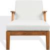 SAFAVIEH Couture Outdoor Patio Furniture Collection – Martinique Chaise Lounge Chair, Natural Teak Solid Wood with Removable White Cushions (CPT1066H)(White/Natural Teak)