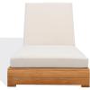 SAFAVIEH Couture Outdoor Patio Furniture Collection – Montford Brazilian Teak Chaise Lounge with Beige Cushions, Adjustable Backrest (CPT1065)(Natural Teak/Beige)