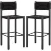 SAFAVIEH Couture Outdoor Patio Furniture Collection – Romona Tropical Bar Stool Set of 2, Black Woven Rattan Design, 30-Inch, Fully Assembled (CPT4001A)(Black)