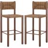 SAFAVIEH Couture Outdoor Patio Furniture Collection – Romona Tropical Bar Stool Set of 2, Black Woven Rattan Design, 30-Inch, Fully Assembled (CPT4001A)(Brown)
