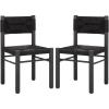 SAFAVIEH Couture Outdoor Patio Furniture Collection – Romona Tropical Dining Chair Set of 2, Brown Woven Rattan Seat, Fully Assembled (CPT4000B)(Black)