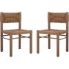 SAFAVIEH Couture Outdoor Patio Furniture Collection – Romona Tropical Dining Chair Set of 2, Brown Woven Rattan Seat, Fully Assembled (CPT4000B)(Brown)