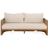 SAFAVIEH Couture Outdoor Patio Furniture Collection – Skipper Teak Natural & Beige Solid Wood Sofa, Modern Coastal Woven-Panel Design, Outdoor Lounge Seating (CPT2011A)(Natural/Beige)