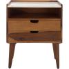 SAFAVIEH Home Collection – Alexi 2-Drawer Nightstand Table with White Marble Top, Brown Mid-Century Bedside Storage, Fully Assembled (NST3701A)(White Marble/Brown)