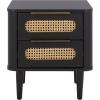 SAFAVIEH Home Collection – Brey Walnut & Brass 2-Drawer Nightstand, Mid-Century Cane Accent Bedside Table (NST3107A)(Black/Brass)