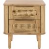 SAFAVIEH Home Collection – Brey Walnut & Brass 2-Drawer Nightstand, Mid-Century Cane Accent Bedside Table (NST3107A)(Oak/Brass)
