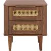 SAFAVIEH Home Collection – Brey Walnut & Brass 2-Drawer Nightstand, Mid-Century Cane Accent Bedside Table (NST3107A)(Walnut/Brass)