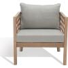 SAFAVIEH Outdoor Couture Collection Fiji Dark Brown Solid Wood/Beige Cushion Trellis Pattern Patio Chair (CPT1036A)