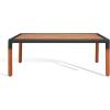 SAFAVIEH Outdoor Couture Collection Tommy Tropical Black Metal/Natural Solid Wood Rectangular Patio Coffee Table (CPT1029A)