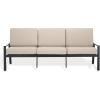 SAFAVIEH Outdoor Couture Patio Furniture Guam Black Aluminum & Beige Sofa with Cushions(Black/Beige)