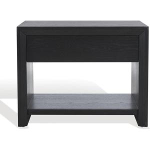 SAFAVIEH Couture Collection – Darnell Medium Oak Nightstand, 1 Drawer with Storage Shelf, Fully Assembled, Modern Bedroom Accent Table (SFV2152C)(Black)
