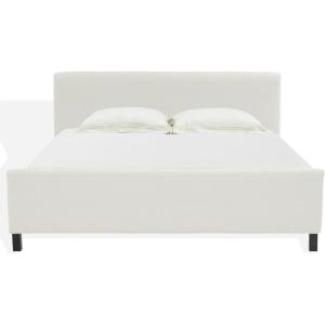 SAFAVIEH Couture Collection – Finney Cream Upholstered Queen Bed, Modern Minimalist Design, No Box Spring Needed (SFV4872A-Q)(Creme)