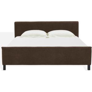 SAFAVIEH Couture Collection – Finney Cream Upholstered Queen Bed, Modern Minimalist Design, No Box Spring Needed (SFV4872A-Q)(Dark Brown)
