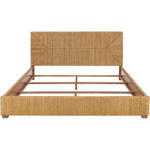 SAFAVIEH Couture Collection – Glenburg Queen Bed, Natural Woven Banana Stem & Wood Frame, Tropical Coastal Design, No Box Spring Needed (SFV1327A-Q)(Natural)