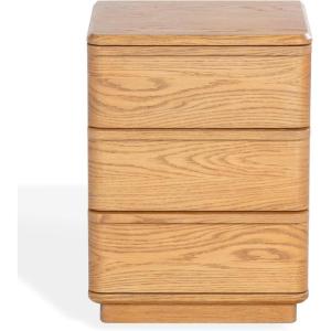 SAFAVIEH Couture Collection – Guillermo Walnut 3 Drawer Wood Nightstand, Fully Assembled Modern Bedroom Storage Accent (SFV4270A)(Natural)
