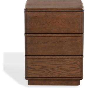 SAFAVIEH Couture Collection – Guillermo Walnut 3 Drawer Wood Nightstand, Fully Assembled Modern Bedroom Storage Accent (SFV4270A)(Walnut)