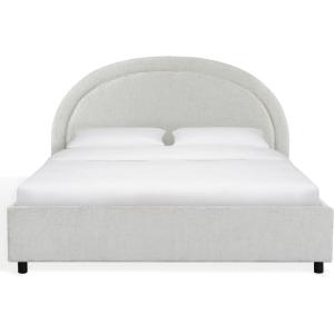 SAFAVIEH Couture Collection – Kaylilly Cream Chenille King Bed, Upholstered Arched Headboard, No Box Spring Needed, Modern Design (SFV6115A-Q)(Creme/Black)