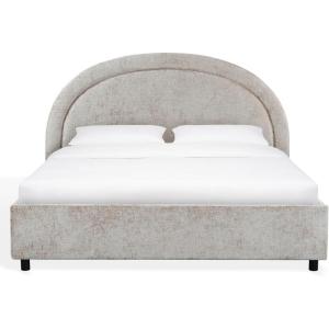 SAFAVIEH Couture Collection – Kaylilly Cream Chenille King Bed, Upholstered Arched Headboard, No Box Spring Needed, Modern Design (SFV6115A-Q)(Grey/Black)
