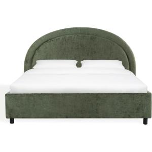 SAFAVIEH Couture Collection – Kaylilly Cream Chenille King Bed, Upholstered Arched Headboard, No Box Spring Needed, Modern Design (SFV6115A-Q)(Olive Green/Black)