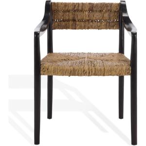 SAFAVIEH Couture Collection – Kona Woven Abaca Dining Chair, Black & Natural, Handwoven Seat and Backrest, Fully Assembled (CWK2030A)(Black/Natural)