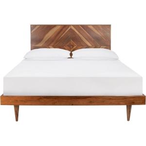 SAFAVIEH Couture Collection – Maci Bryn Natural Wood Herringbone Queen Bed, Modern Bedroom Furniture (DUP1009A-Q)(Natural)