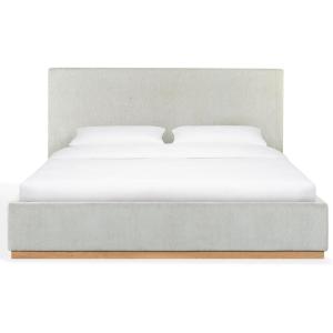 SAFAVIEH Couture Collection – Pippin Light Brown Velvet Upholstered Queen Bed with Headboard, No Box Spring Required (SFV5063B-Q)(Grey/Natural)