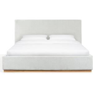 SAFAVIEH Couture Collection – Pippin Light Brown Velvet Upholstered Queen Bed with Headboard, No Box Spring Required (SFV5063B-Q)(Ivory/Natural)