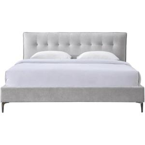 SAFAVIEH Couture Collection – Rexsie Dark Grey Upholstered Queen Bed, Tufted Headboard, Modern Design, No Box Spring Needed (SFV1802B-Q)(Light Grey/Black)