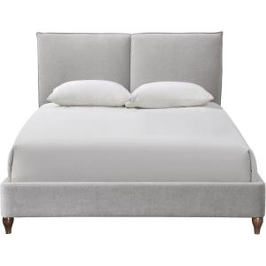SAFAVIEH Couture Collection – Sophianna Dark Grey Upholstered Platform Bed with Headboard, Queen Size, Modern Design (SFV1801B-Q)(Walnut/Light Grey)